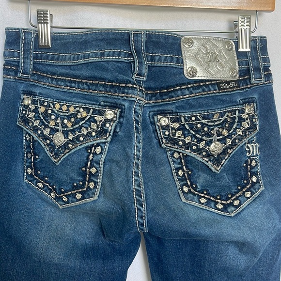 Miss Me Womens Signature Boot Jeans Size 27 Button Flap Pockets Thick Stitch EUC - Picture 1 of 14